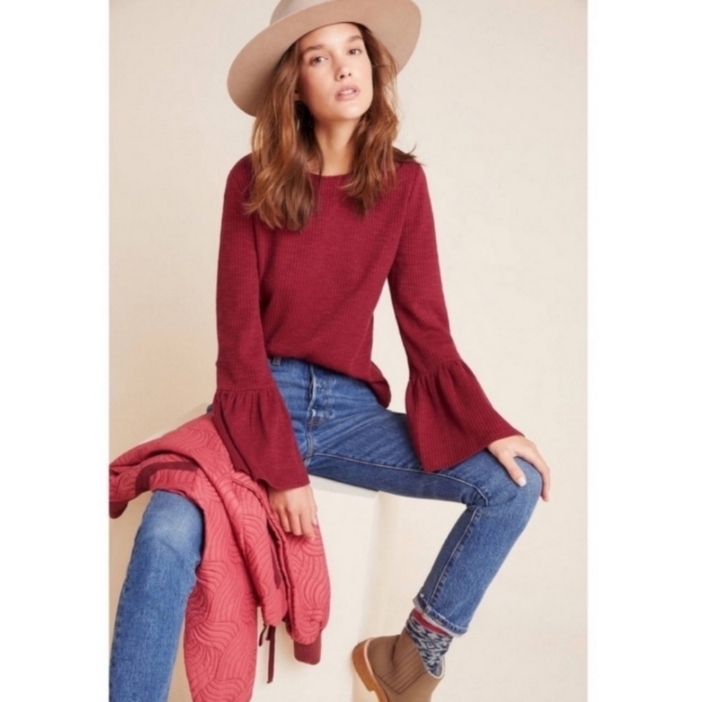 Anthropologie Porridge Joan Bell Sleeve Top